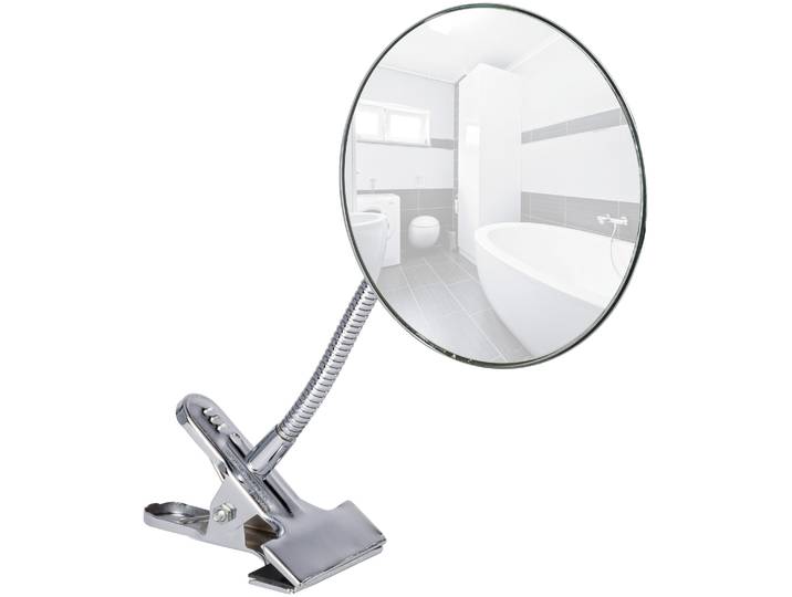 Kosmetikspiegel WENKO Clip , silber (silberfarben), B:15cm T:27cm, Spiegel, Kosmetikspiegel, 5-fach Vergrößerung