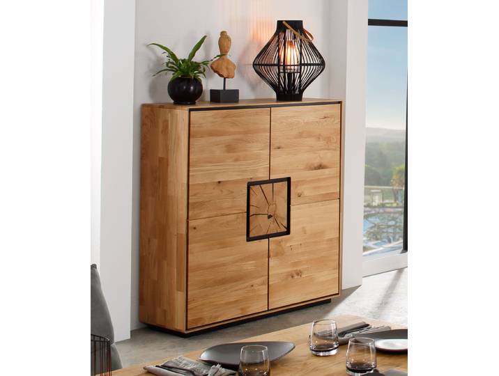 Massives Highboard TANJA in Wildeiche - mit 4 Holztüren – Montierte Lieferung – 3%-Vorkasse-Rabatt