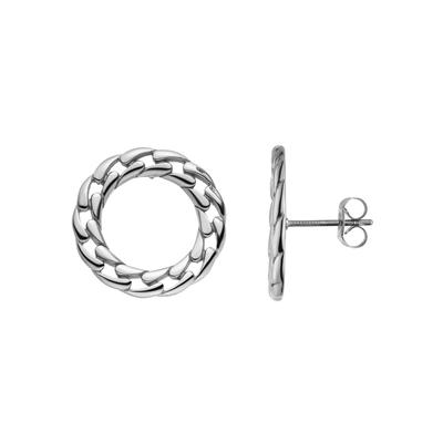 Paar Ohrstecker JOBO "Kreis", silber (edelstahlfarben), Ohrringe, Damen, 20mm, Edelstahl, Edelstahl 20 mm