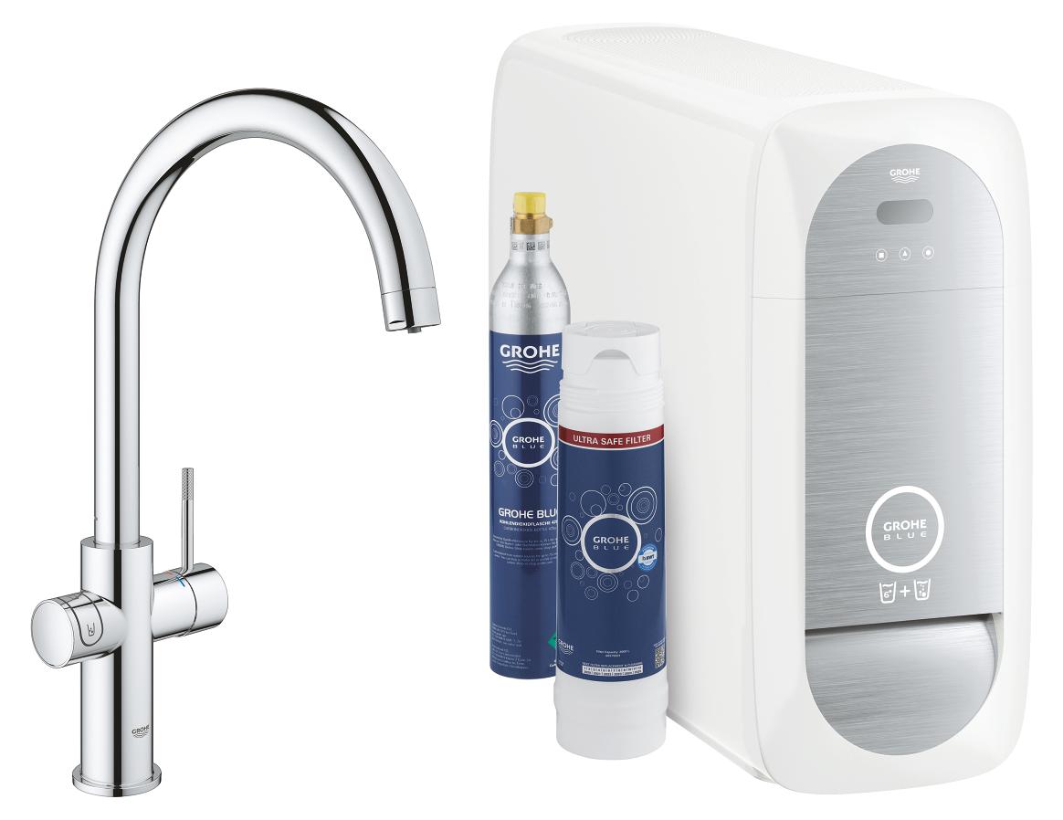CASA39 Grohe Blue Home Connected Wasserfilter Küchen-Spültischmischer mit hohem Auslauf 31545001