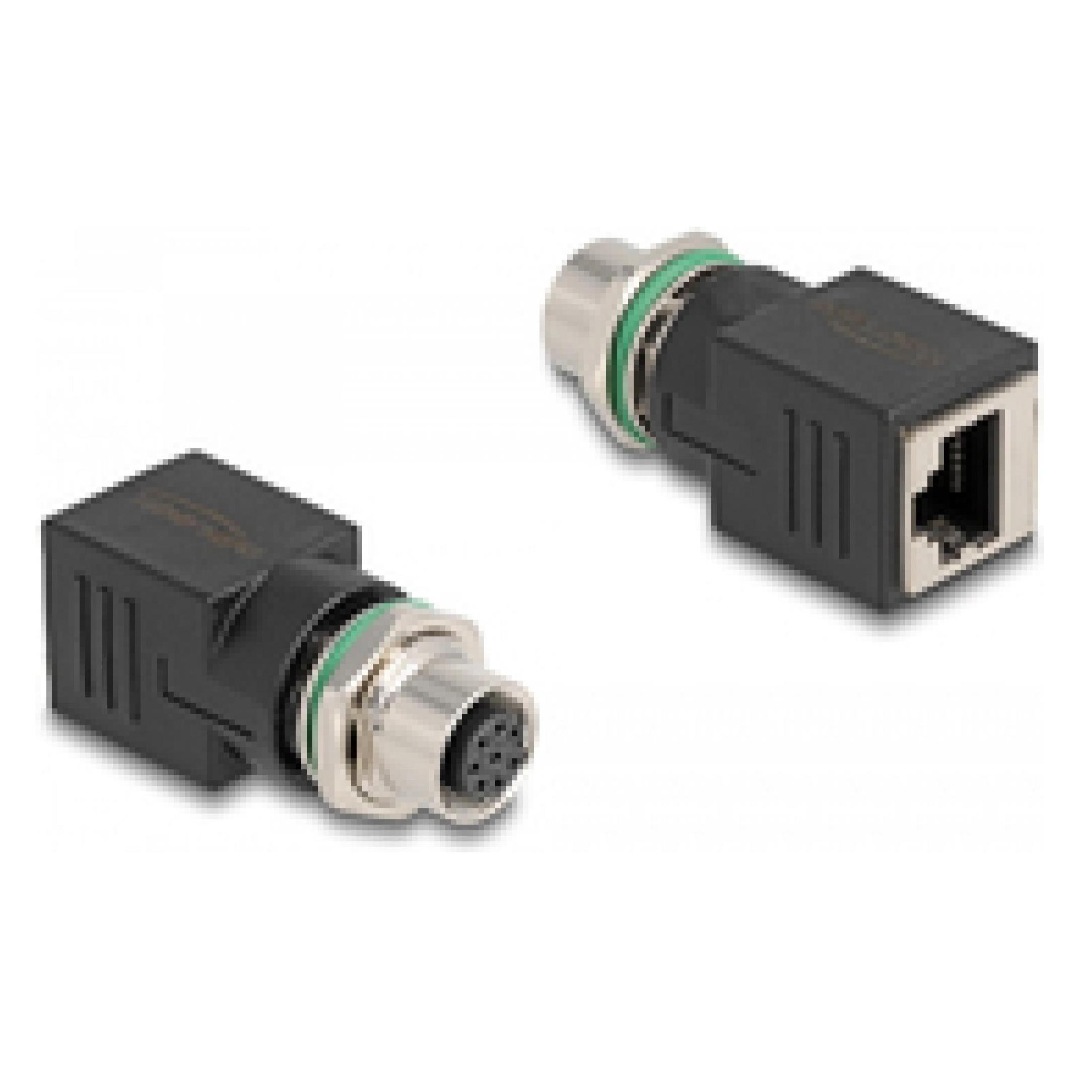 Delock M12 Adapter A-kodiert 8 Pin Buchse zu RJ45 Buchse gerade (60062)