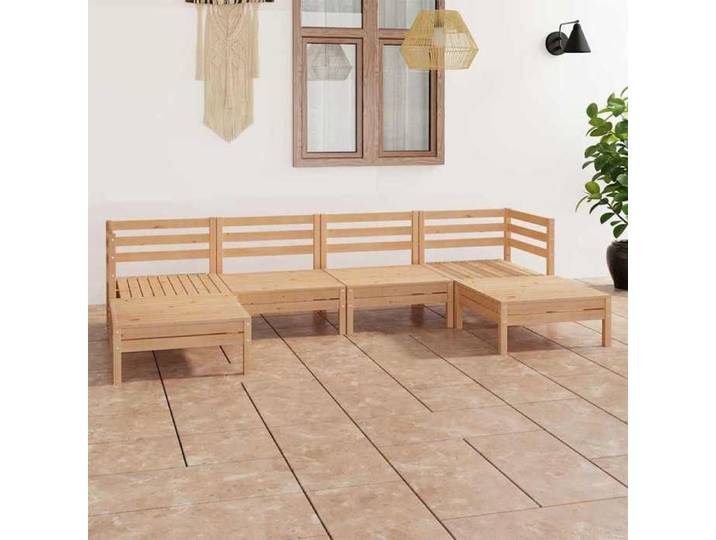 Salon de jardin 6 places pin massif ensemble mobilier extérieur 6 pcs terrasse jardin balcon