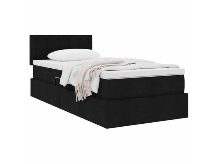KTHLBRH Boxspringbett schwarz 100 x 200 cm mit Matratze Rechteckiges Design, stabiler Rahmen, Hebemechanismus, platzsparend
