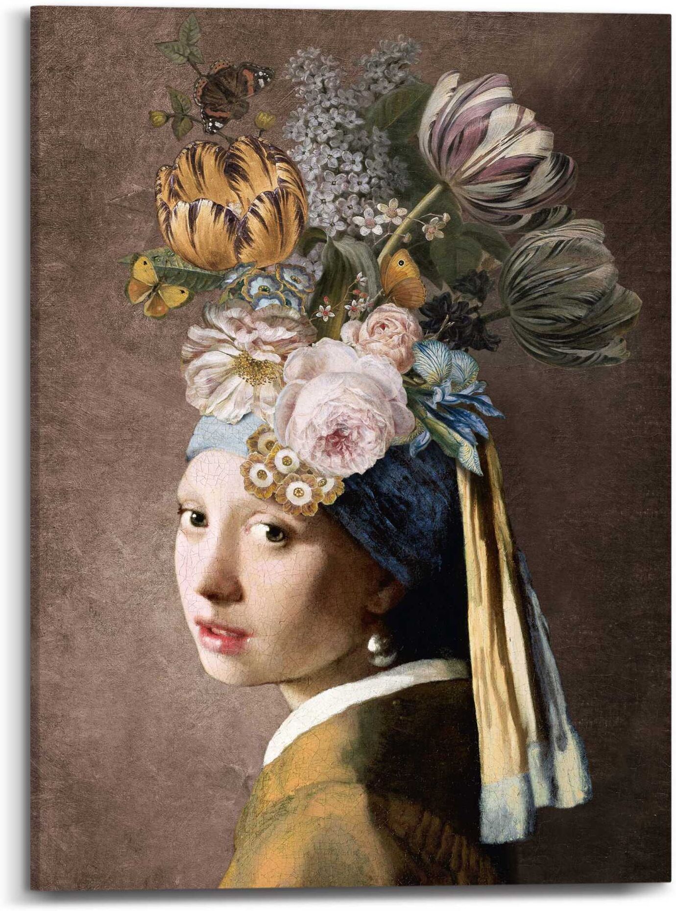 Reinders! Leinwandbild REINDERS "Vermeer Blumenmädchen mit dem Perlenorhrring", bunt (farbe bild(er): bunt), B:50cm H:70cm T:2,5cm, Leinwand, Bilder, Leinwandbild farbe bild(er): bunt B/H/T: 50cm x 70cm x 2,5cm