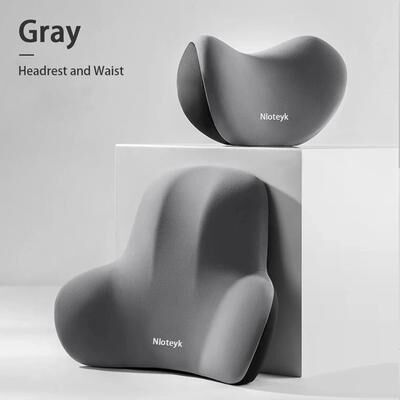 Inspired Living ErgoComfort Memory Foam Car Neck & Lumbar Support Pillow gray Suit
