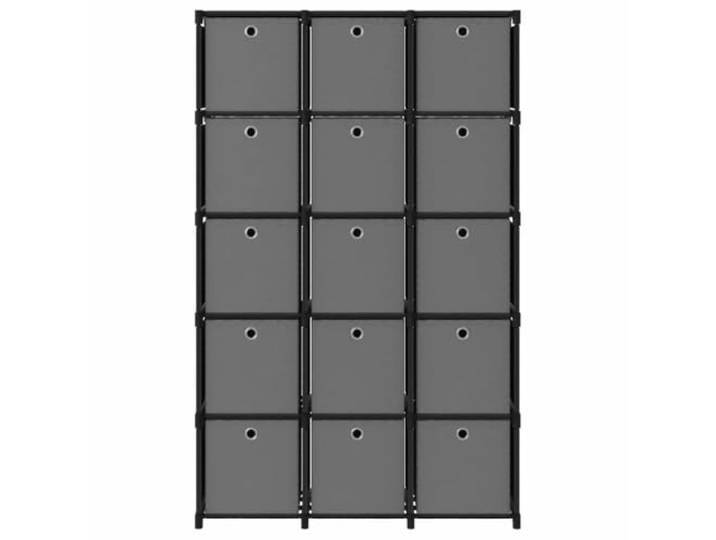 KGHERMDF Würfel-Regal mit 15 Stoffboxen Schwarz 103x30x175,5 cm Stahlrahmen, Robust, Offene Fächer, Vielseitig, Leicht Umstellbar