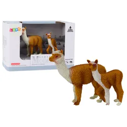Figur Erwachsenes Lama 8 cm mit einem jungen Lama 6 cm Tiere der Welt