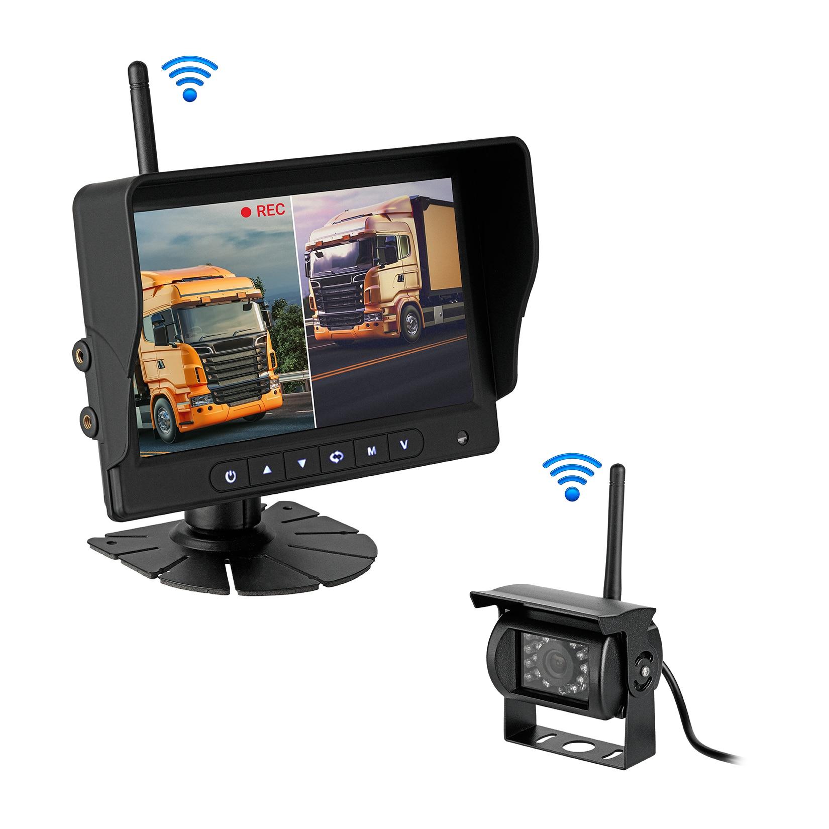 CARMATRIX HD Funk Rückfahrsystem Digital für LKW Wohnmobil Auto Transporter 7" Monitor mit Aufnahmefunktion, Mikrofon 1 Kamera