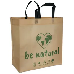 150 Mehrweg Schlaufentragetaschen "Be Natural" natur 40+20x40cm mit EAN Extrastark