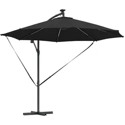 Helloshop26 - Moderne neigbarer Ampelschirm 294 x 294 x 248 cm langlebiger Schatten Garten aus schwarzem Polyester