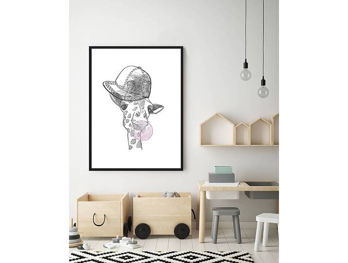 Tableau déco Cool Giraffe 63 x 83cm Multicolore