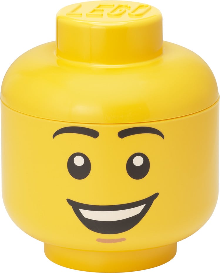 LEGO Opbergbox Storage Head Happy Boy, groot, 8,5 liter, stapelbaar met deksel