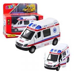 Lean Toys Lean Metal Ambulance Mit Pull Back Drive Lights Sounds White 1:32 (65613861)