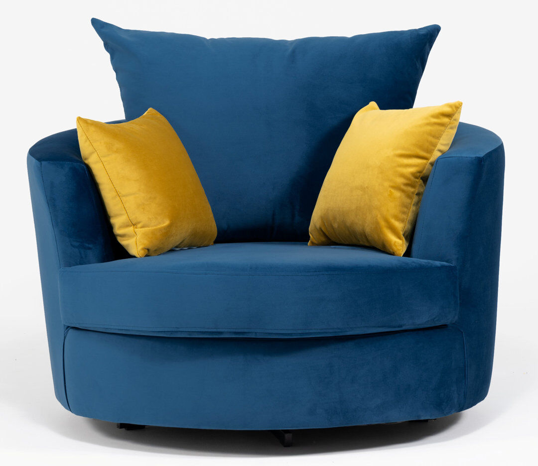 Fairmont Park Laci Velvet Swivel Armchair Marine 90cm H X 115cm W X 115cm D