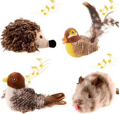 Inspire Curations ChirpFeather Interactive Sound Bird Cat Toy set