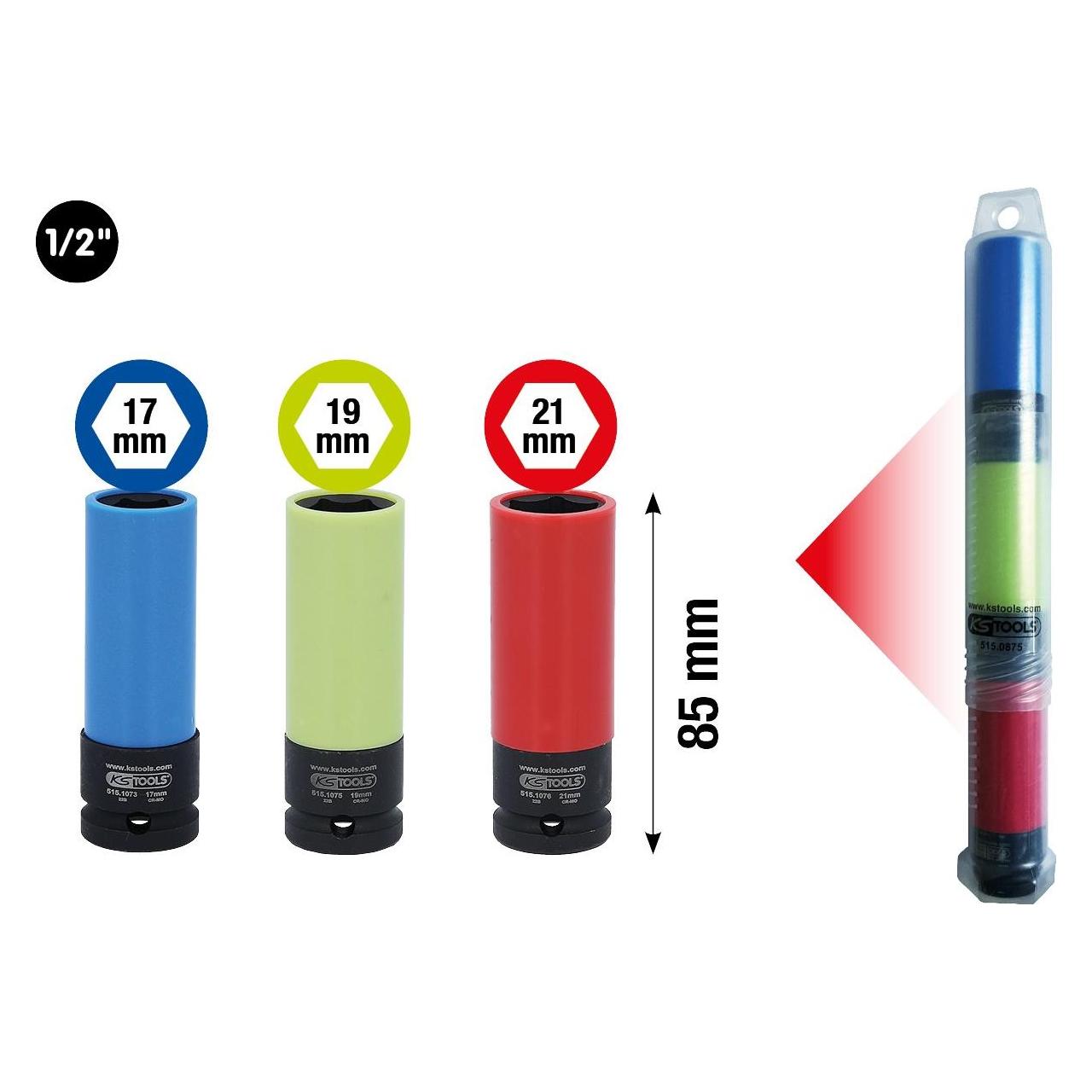 KS Tools 515.0875 1/2" Alu-Felgen Kraft-Stecknuss-Satz robust in (515.0875)