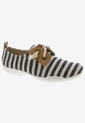 Women's Calypso Slip On Flat by Ros Hommerson in Black Cream Canvas (Size 11 M)