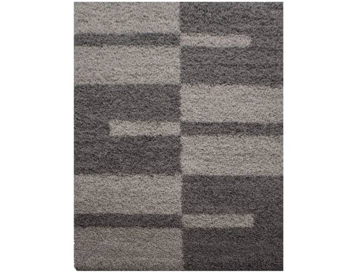 Tapis shaggy à motifs traits marron 140x200cm