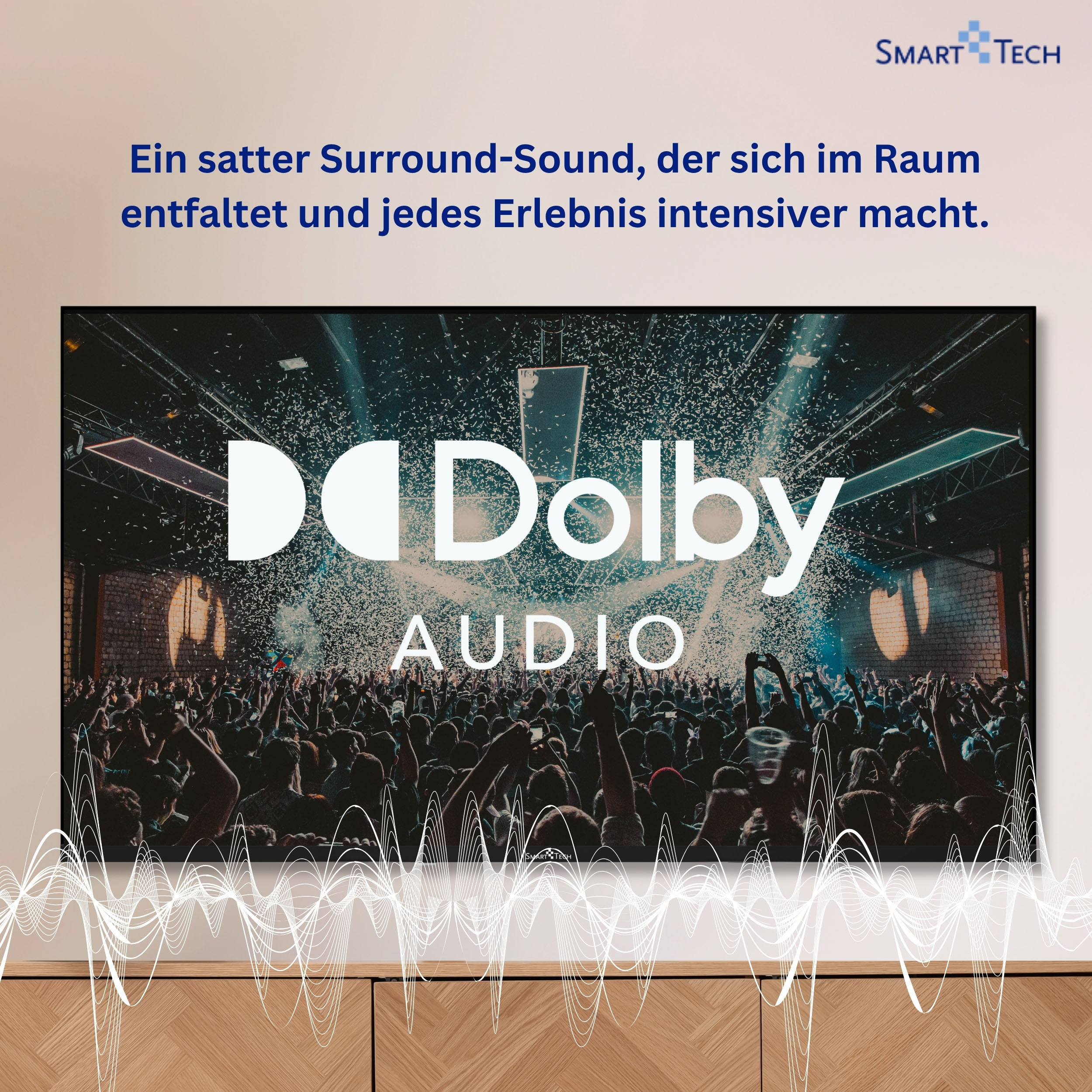 DLED-Fernseher SMART TECH "43FN01V3", Energieeffizienz: E, schwarz, Fernseher, 43 ″, DLED-Fernseher, B:95,45cm H:55,48cm T:8,52cm