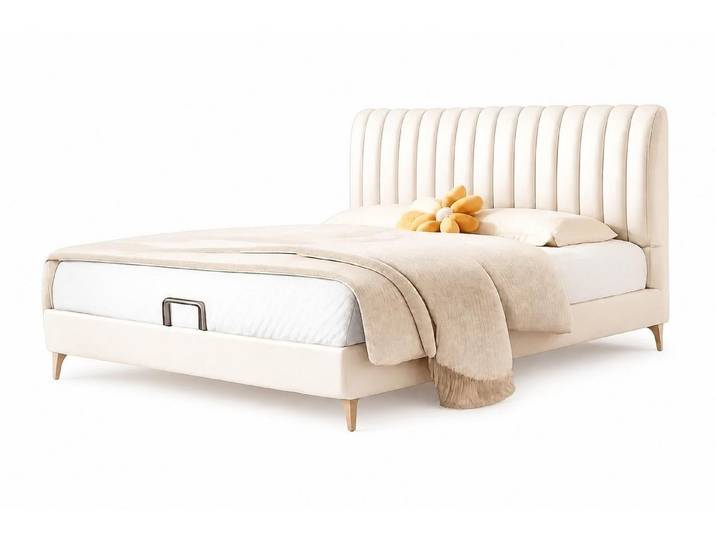 Xlmoebel Kinderbett Beiges Kinderbett aus Holz für Mädchen im modernen Stil, Made in Europa