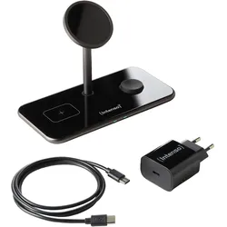 Intenso 3in1 Magnetic Wireless Charger MB13 schwarz (15 W), Wireless Charger, Schwarz