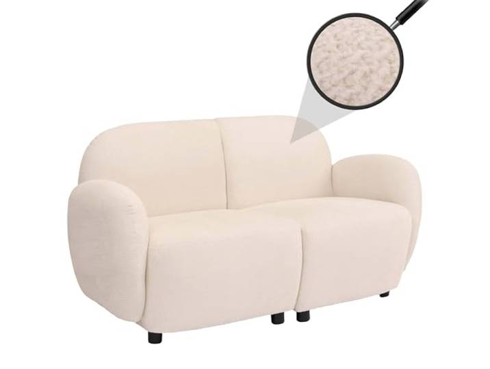Mendler 2er-Sofa HWC-P33 Stoff/Textil Chenille (330 g/m²) - Creme