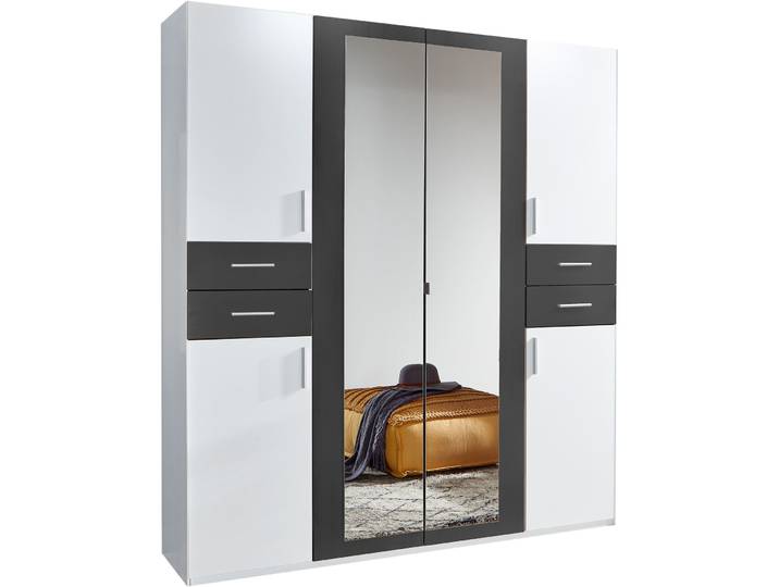 Kleiderschrank Vasquez Weiss/graphit Holzwerkstoff B 180 cm