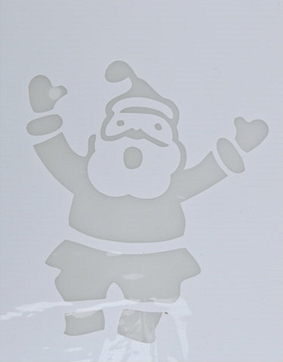 Bellatio Decorations Kerst raamsjabloon Kerstman - Wit - 35 cm