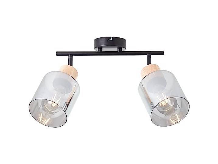 Brilliant Weald Spotrohr 2flg schwarz/rauch/holz Metall/Glas/Holz 2x A55, E27, 40 W, Geeignet für Normallampe (nicht enthalten)