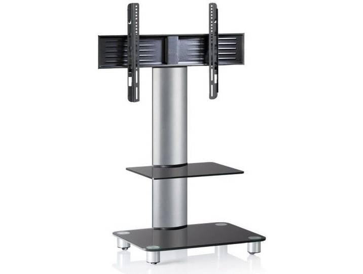 Mid.you Tv-Rack, Schwarz, Silber, Metall, Glas, 60x100x44 cm, schwenkbar, Wohnzimmer, TV Möbel, TV-Racks