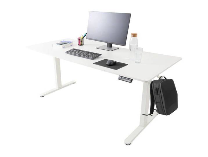 AREBOS Bureau à hauteur réglable électriquement 180x80 cm Fonction mémoire Table d'ordinateur réglable 72-118 cm Blanc