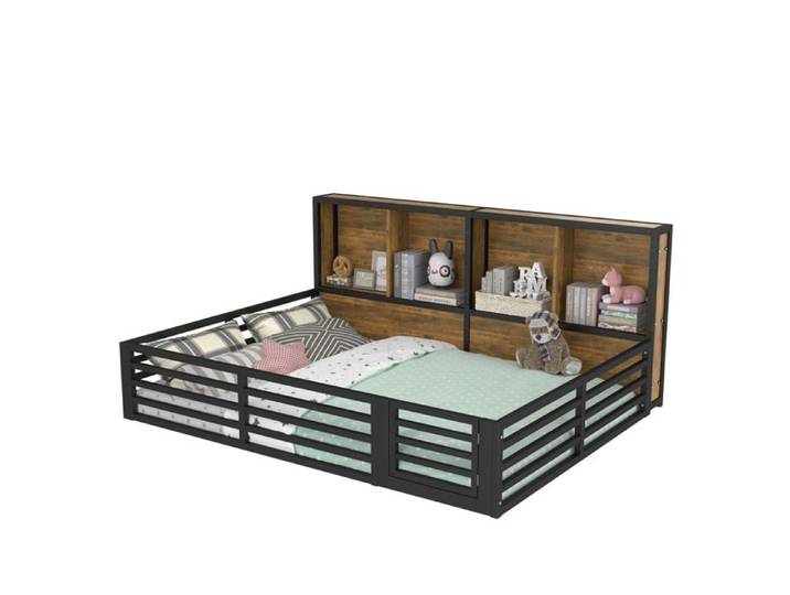 Lit de clôture Lit banquette Côté lit avec compartiment de rangement Armure Noir 140 x 200cm Plate-forme