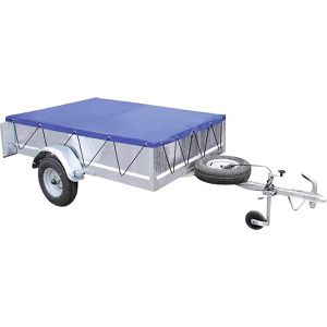 ProPlus Anhänger-Plane 340814, wasserdichte Flachplane, mit Planenseil, UV-beständig, blau, 207,5 x 114 cm