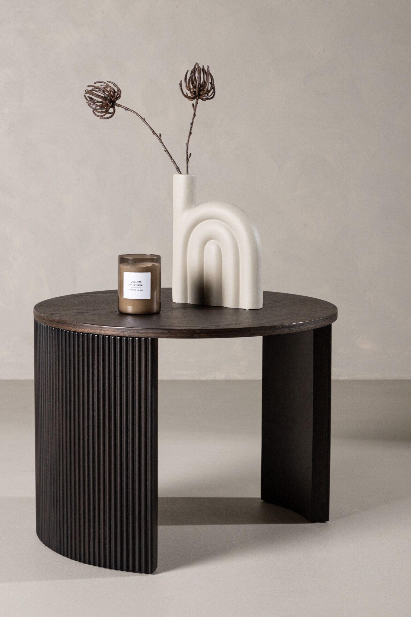 Couchtisch VENTURE HOME, schwarz (mocca, mocca, mocca), B:60cm H:45cm T:60cm, Tische, Couchtisch, Sofatisch, MDF, rund, abgerundet, kompakt, dezent, klassisch mocca, mocca, mocca B/H/T: 60cm x 45cm x 60cm