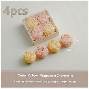 Uplift Essentials 4 Piece Handmade Rose Flower Soy Wax Candle Set yellow
