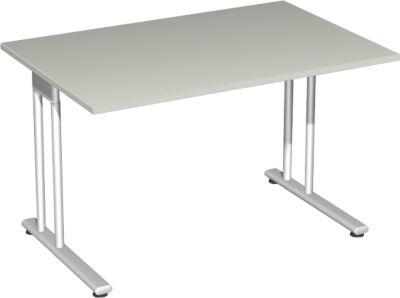 Schreibtisch PALENQUE, C-Fuß, Rechteck, B 1200 x T 800 x H 720 mm, lichtgrau