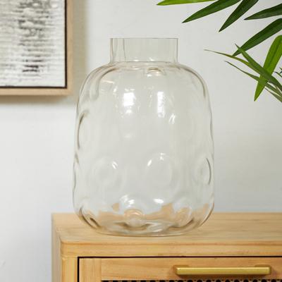 ARCILLA ELEMENTAL Gray Glass Decorative Vase with Bubble Texture