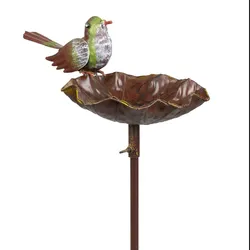 Moritz Vogeltränke Garten grüner Vogel 17 x 28 x 118 cm für Draußen Gartendeko Gartenfigur Tierfigur Deko