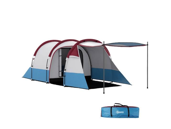 Tente de camping familiale Outsunny pour 3 personnes 420X200X150 cm Multicolore