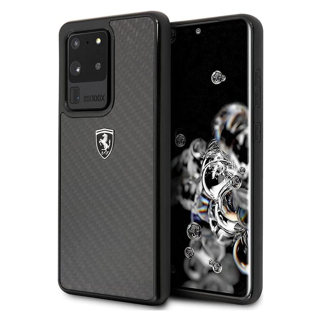 Ferrari Carbon Case für G988F Samsung Galaxy S20 Ultra - black (Samsung Galaxy S20 Ultra) (FEHCAHCS69BK)