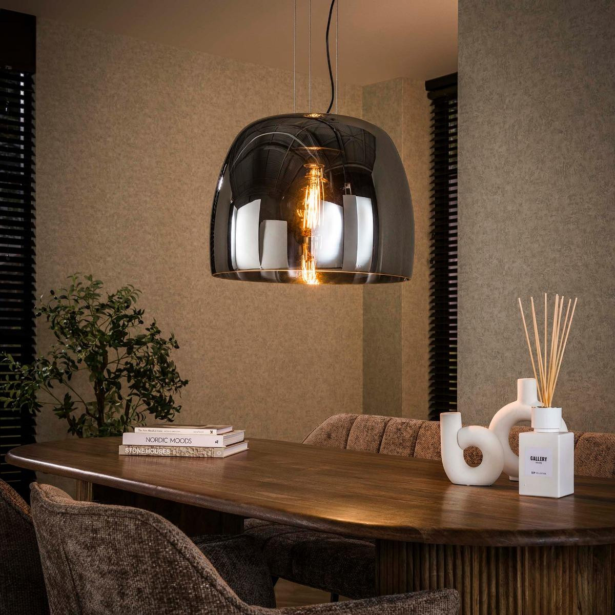 Hanglamp Drift Glass 1-Lichts Smoke XL van Giga Meubel