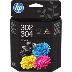 HP, Druckerpatrone, Hewlett-Packard 302/304 Tri-color/Black Ink Crtg 2-Pk, 302/304