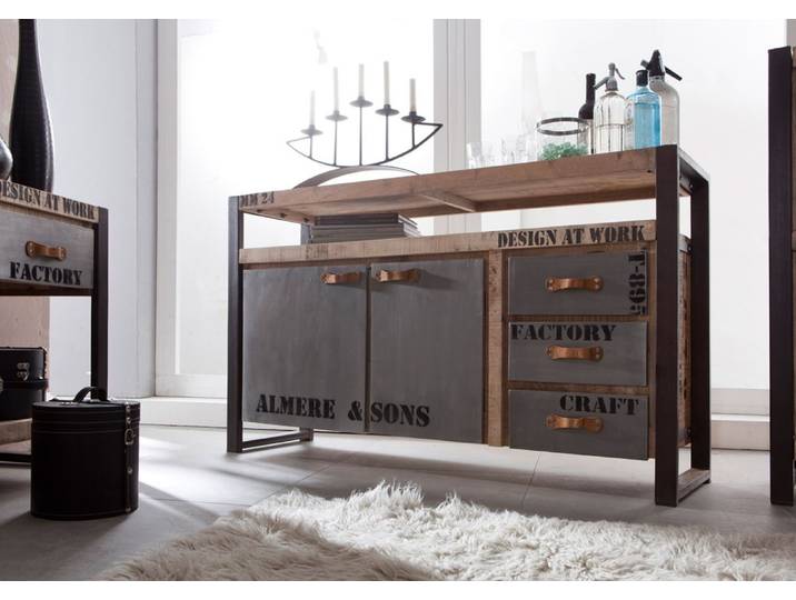 Sideboard Mango 145x40x85 natur bedruckt FACTORY #143