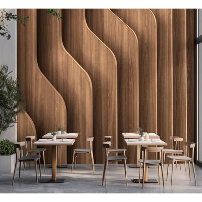Fototapete LIVING WALLS "Walls by Patel 5 Fototapete 3D-Holzpaneele", hellbraun, B:4m H:0m L:2,7m, Vlies, Tapeten, 3D-Holzpaneele auf 200 g/m² Premium-Vlies
