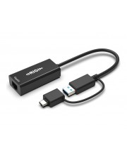 Origin Storage Netzwerkadapter SuperSpeed USB 3.0 / USB-C Gigabit Ethernet x 1 Schwarz (OS-HUB-USB3/C-RJ45)