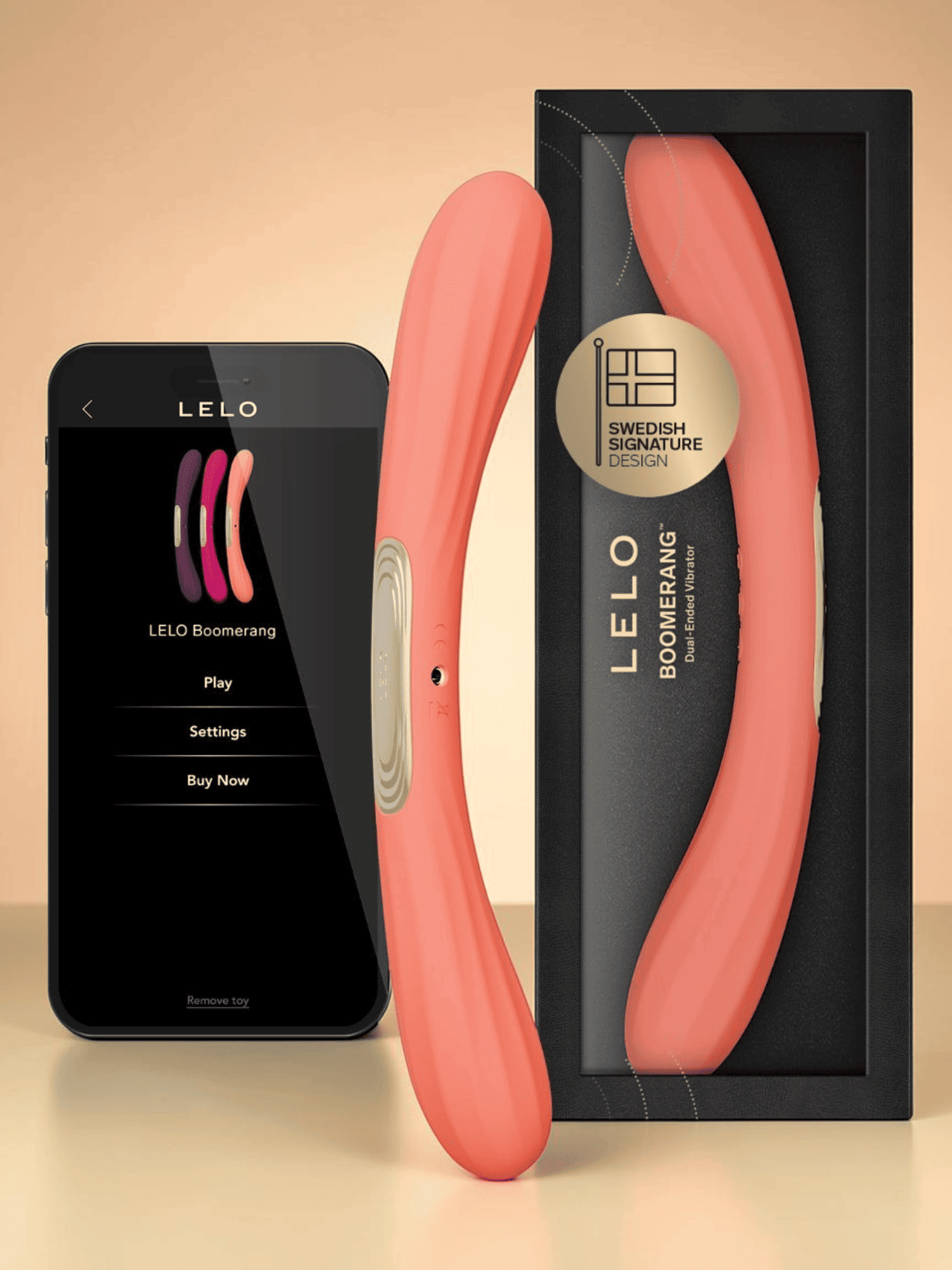 LELO BOOMERANG Vibromasseur Double - Coral Red