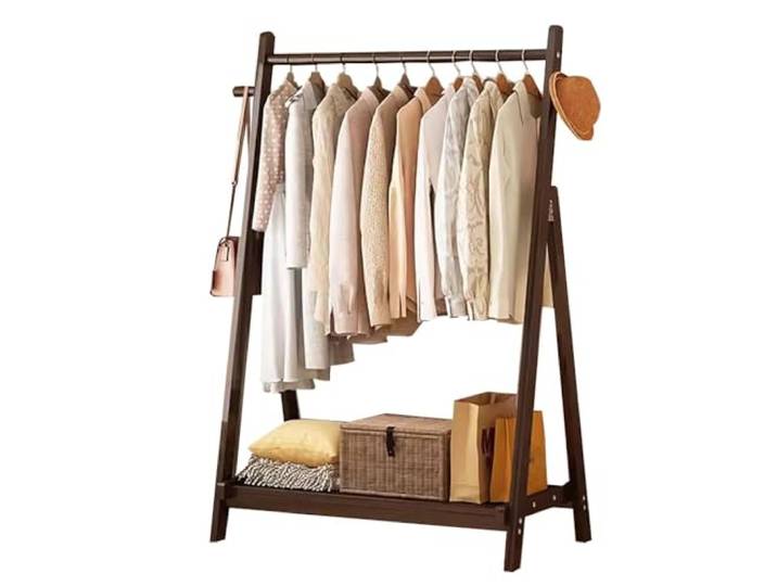 BEARQUN Strapazierfähige Garderobenständer, Kleiderständer, mit 2 Haken, Garderobenständer, bis 80 kg belastbar, für den Flur des Home Office : 60/80/100CMx43CMx153CM, für kleine Zimmer