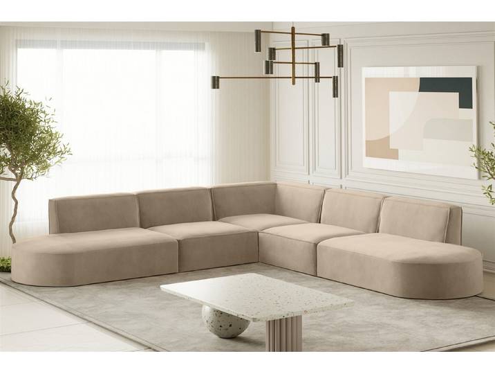 Fun Möbel Ecksofa Designersofa PALMA Seite Universal in Stoff Noel und Scala, Rundumbezug, Kann links oder rechts in Raum platziert werden
