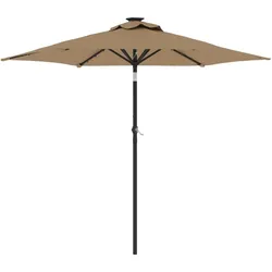Helloshop26 - Neigbarer Gartenschirm mit Kurbelmechanismus und Beleuchtung 225 x 225 x 212 cm taupefarbenes Polyester
