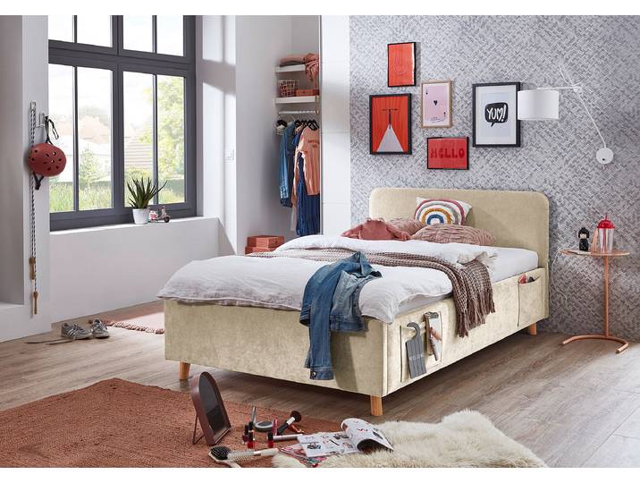 Lit rembourré Cosy 120 x 200cm Sans sommier Beige
